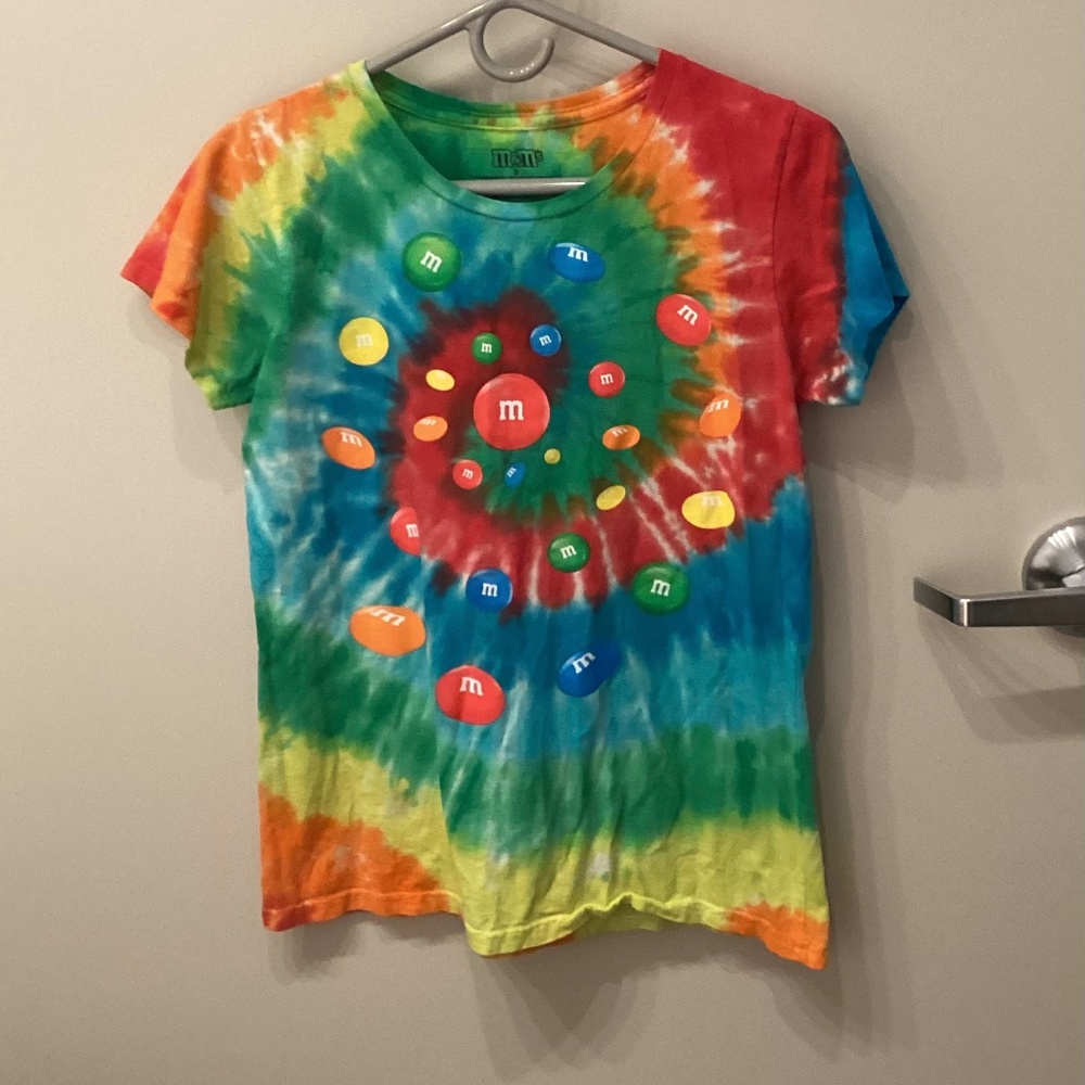 Authentic M & M's Brand Rainbow Tie-dye TShirt Women’s Size Small Casual Candy